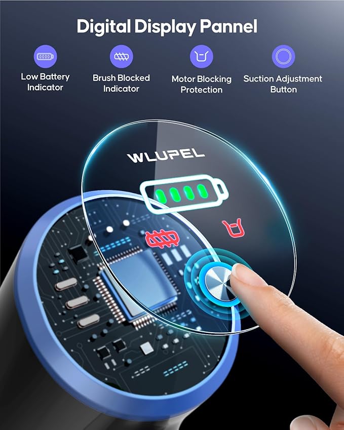 WLUPEL Cordless Vacuum Cleaner30KPA 400W Stick Vacuum with Max to 45 Mins Runtime Battery80000RMP Powerful Motor Handheld Vacuum for Hard Floor/Carpet/Pet Hair/Car