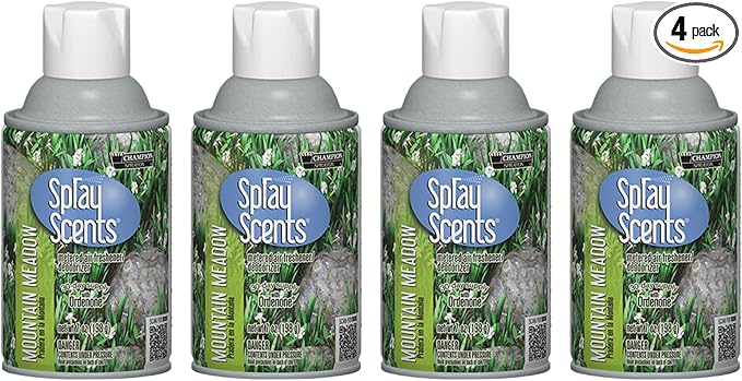 Champion Sprayon SprayScents Metered Air Freshener Refill 7 oz Odor Control Fragrance Mountain Meadow (4 Pack)