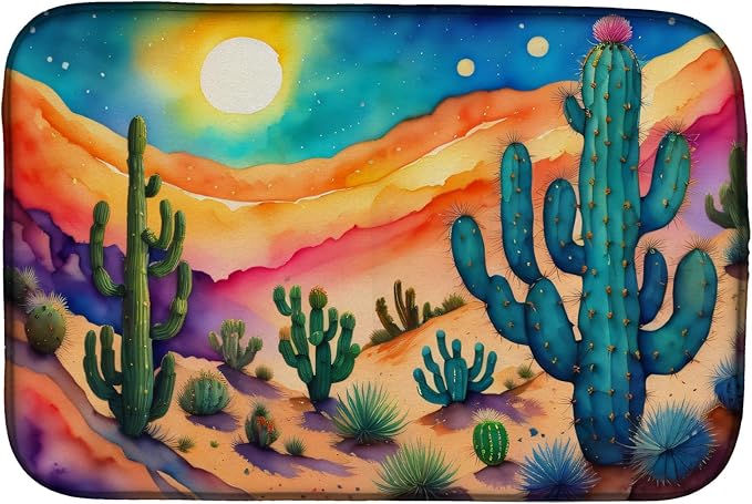 Caroline's Treasures DAC1416DDM Cactus in Color Dish Drying Mat Absorbent Dish Drying Mat Pad for Kitchen Counter Dish Drainer Mat for Countertop 14 x 21 Multicolor