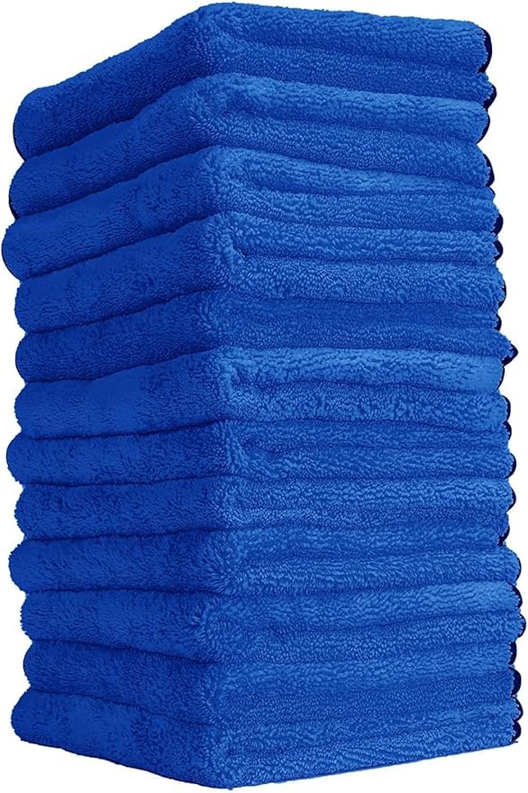 Chemical Guys Professional Grade Premium Microfiber Towels for Cars Blue 16 x 16 Ultra-Soft and Scratch-Free Car Detailing Cloths for Trucks Motorcycles and More - 12 Pack