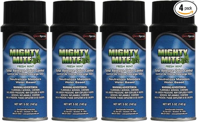 Quest 3300 MIGHTY MITE Water-Based Total Release Odor Eliminator Fresh Mint (4 Pack)