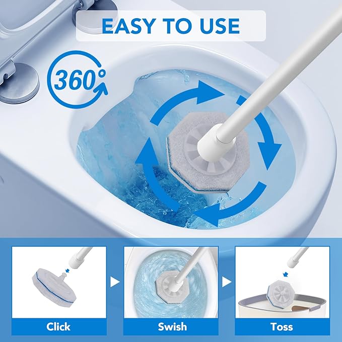 50 Count Toilet Wand Refills for Clorox Upgrade Scrubbing Fiber Cotton Brush Heads Compatible with Clorox Toilet Wand for Bathroom Efficient Cleaning