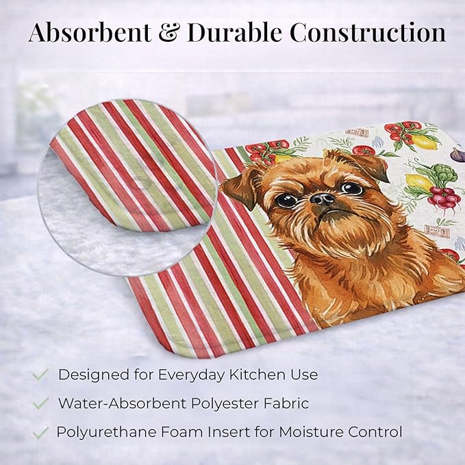 Caroline's Treasures Belge Brussels Griffon Vegetables Dish Drying Mat Absorbent Dish Drying Mat Pad for Kitchen Counter Dish Drainer Mat for Countertop 14 x 21 Multicolor