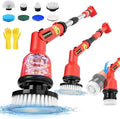 Electric Spin Scrubber Compatible for Milwaukee 18V Battery(Battery NOT Included) 1000 RPM Battery Powered Scrubber with Adjustable Extension Arm &amp 8 Brushes &amp Gloves for Tub/Tile/Floor