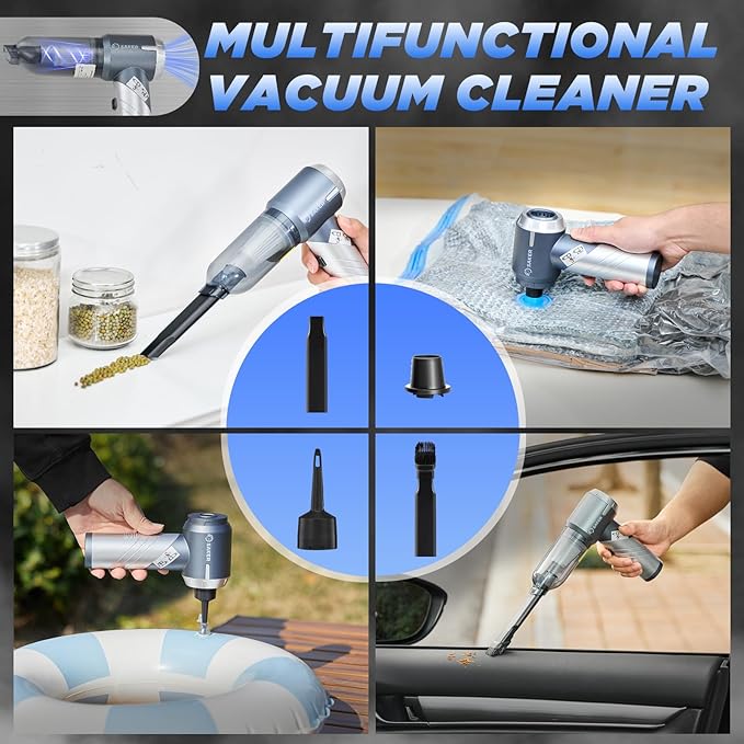 Saker Car Vacuum Cleaner 17000PA Foldable Mini Handheld Vacuums Portable Cordless with Brushless Motor for Gifts HairCarsBedroomsOffices Cleaning HL132 Silver