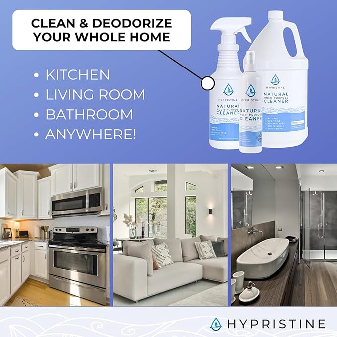 PURE Hypochlorous Acid Spray Multi-Purpose Cleaner Superior Shelf Life 0% Bleach 0% Alcohol Food Contact Safe Eliminate Non-Living Allergens Remove Pet Odor Clean Any Surface