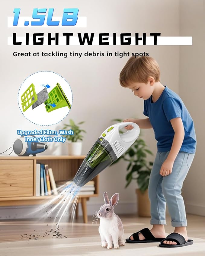 Guinea Pig &amp Rabbit Vacuum Cleaner Poop: Extended Capacity Cordless Cleaner for Pet Cages – Tackle Daily Messes of Guinea Pig Bunny Bird Reptile &amp Other Small Animals - White