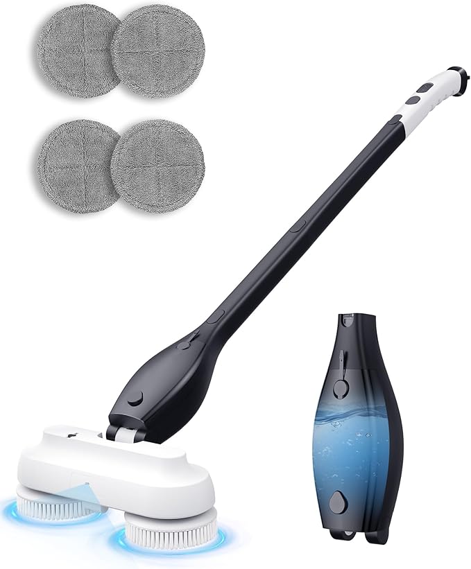 Electric Spin ScrubberCordless Electric Mop For Floor CleaningWith Water Sprayer And Large 800ml TankAdjustable Extension Handle With 4000mAh BatterySpin Mop For Hardwood FloorsPet Cleaning