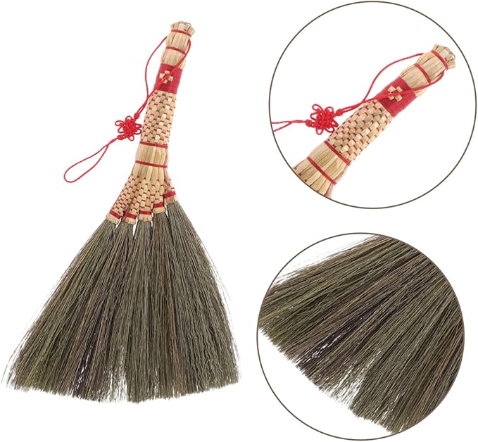 CHILDWEET Tabletop Cleaning Broom Mini Grass Broom Hand Sweeper Soft Bristle Brush Desk Brush