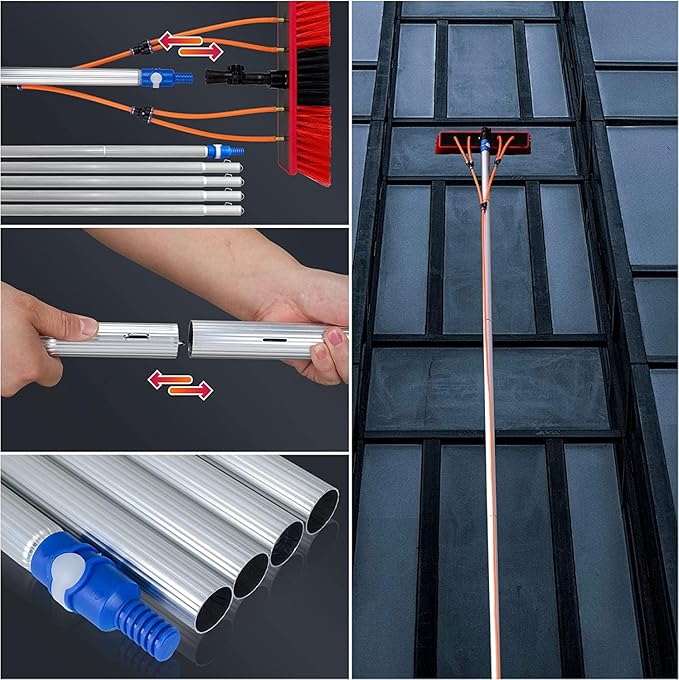 Telescopic Window Cleaner6m/30cm Brush Head Window Cleaning kitTelescopic Window Cleaner Water fed Long Reach Window Pole Cleaning Toolroof Cleaning Equipment Solar cl