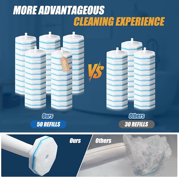 200PC Toilet Bowl Wand Refills Replacement Heads for Bathroom Washroom Cleaning Pads Disposable Toilet Brush Refills Compatible with Household Brushes Scrubbers Cleaning Refill Pads