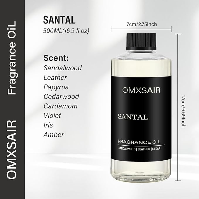 Hotel Scnet Diffuser Oil Santal 16.9Fl Oz(500ml) Value Size - Air Freshener Hotel&ampCarHome- Luxury Essential Oils for Diffuser Refill - Bigger Bottle Longer Lasting Stronger Scent