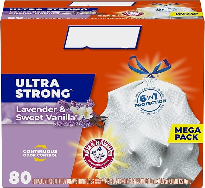 Ultra Strong Tall Kitchen Trash Bags 13 Gallon 80 Count