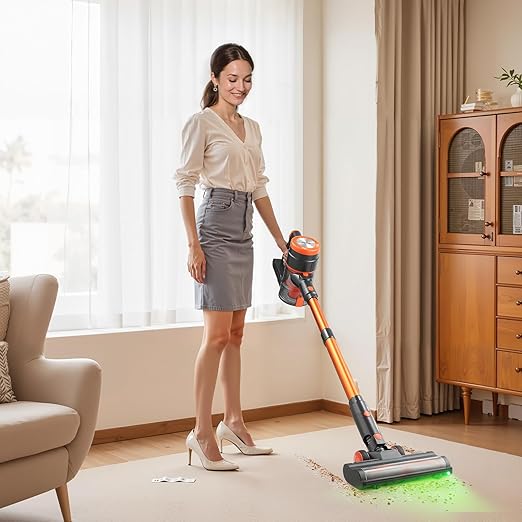 VEVOR Cordless Vacuum Cleaner 40KPA Max Suction Rechargeable Anti-Tangle Stick Vacuum with LED Display Screen Lightweight Handheld Vac with 47mins Runtime for Home Carpet Pet Hair Hard Floor