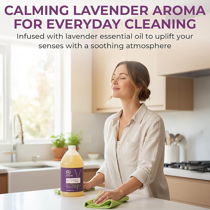 Dr. Jacobs Naturals Pure Castile Soap 64 oz Value Size - Lavender - Made in USA - All-in-One Plant-Based Multipurpose Cleaner for Floors Counters Dishes &amp Laundry Gentle on Skin Biodegradable