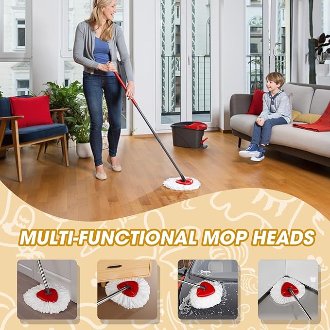 10Pack Spin Mop Replacement Heads100% Microfiber Mop Heads Replacements Compatible with Oceda Easywring 1-Tank System360 Degree Spin Mop Replacement Head for Easy House Cleaning Floor Mopping