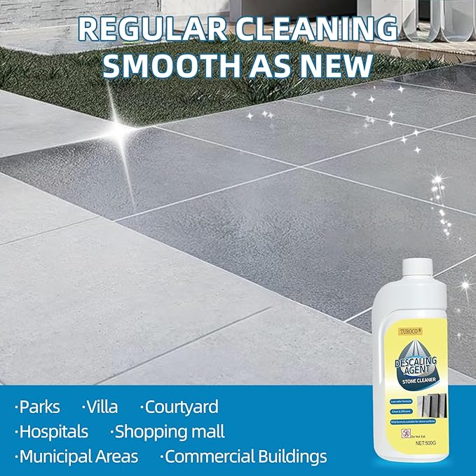 500ml Heavy-Duty Marble &amp Granite Cleaner –Yellowing &amp Limescale Remover for Tile Concrete &amp Natural Stone – Restores Shine for Bathroom Kitchen Patio &amp Outdoor Stone Surfaces