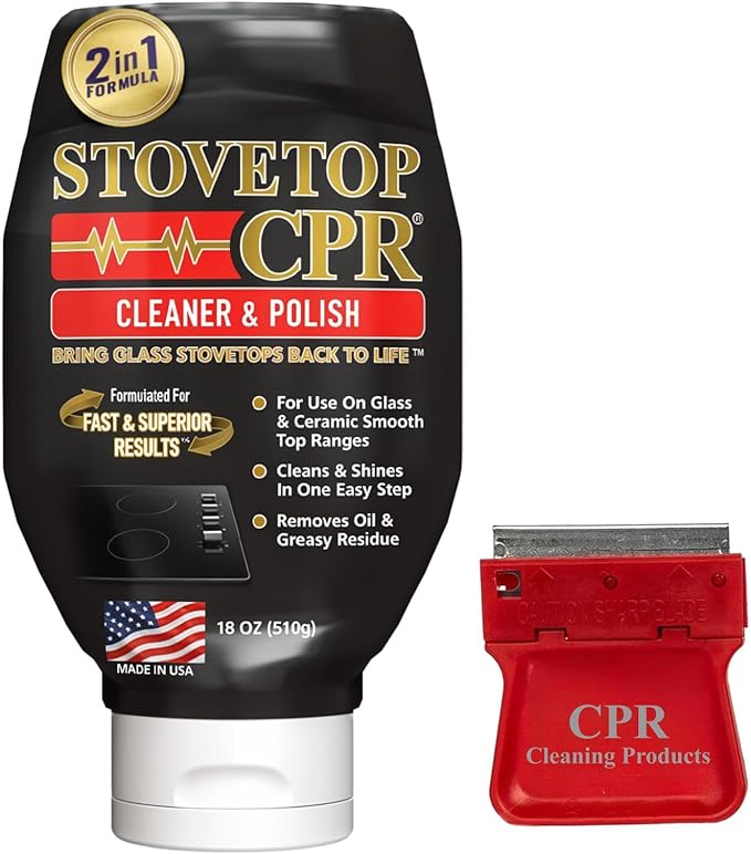 Stovetop CPR 2-in-1 Glass Stovetop Cleaner and Glass Polish(18oz)-Ceramic Top Stove Cleaner Oven Top Cooktop Electric Stove Ceramic