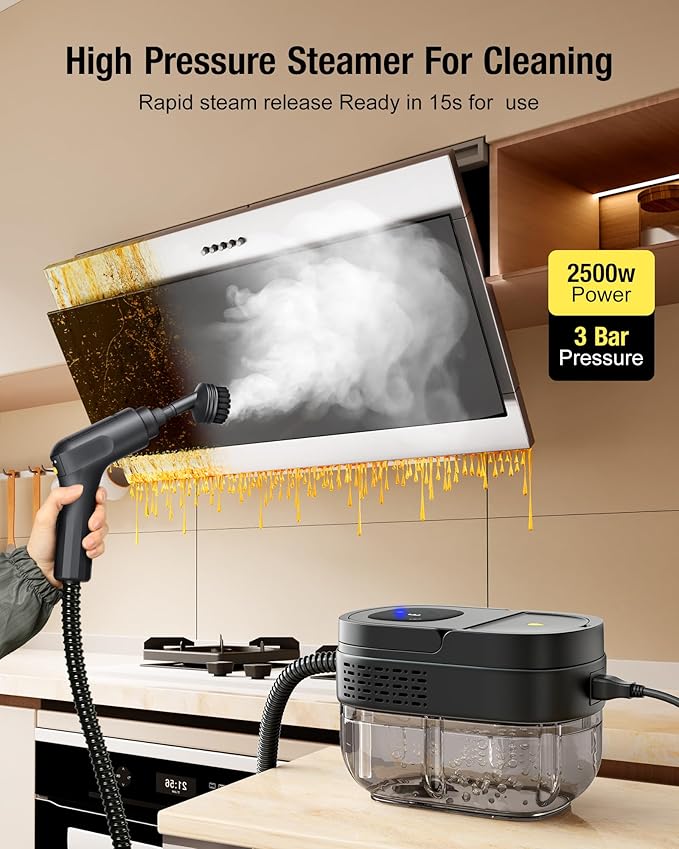 Steam Cleaner for Home 2500W Portable Steam Cleaner for Car1.69 Quarts Large Capacity Tank 13PCS Accessories Steamer for Home kitchensCamping