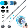 Electric Spin Scrubber 550 RPM Cordless Home Cleaning Brush with Extended Handle 3 Speeds 8 Replacement Heads IPX7 Waterproof LCD Display – Power Shower Scrubber for Bathroom Tub Floor Tile