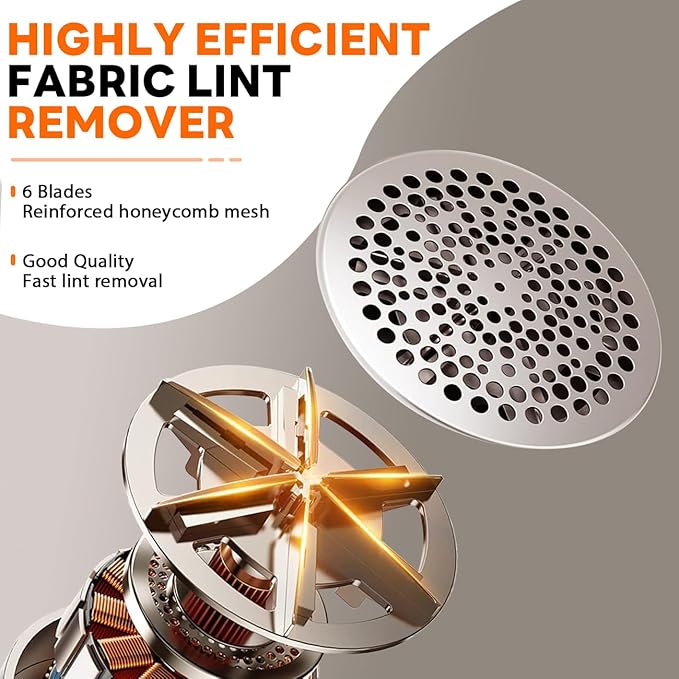 Fabric Shaver - Ziitty Lint Remover for Clothes Sweater Defuzzer with LCD Display 3-Speeds 6-Blade Type-C Rechargeable Sweater Shaver to Remove Pilling Fuzz Lint Balls Pills for Clothes Furniture