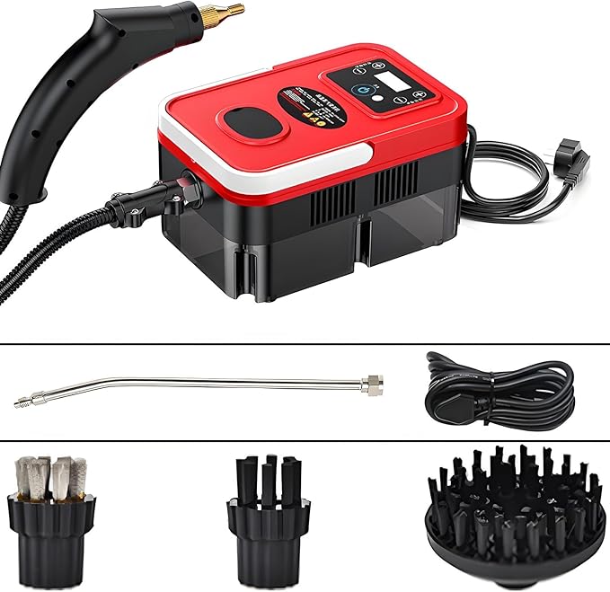 Handheld Steam Cleaner Steam Cleaners Mop Natural Steam Cleaner Handheld Power Steam Cleaner for Home Steam Cleaner Touch Screen + 6 Adjustable Steam Levels for Bed Car Kitchen Bathroom(Red and b