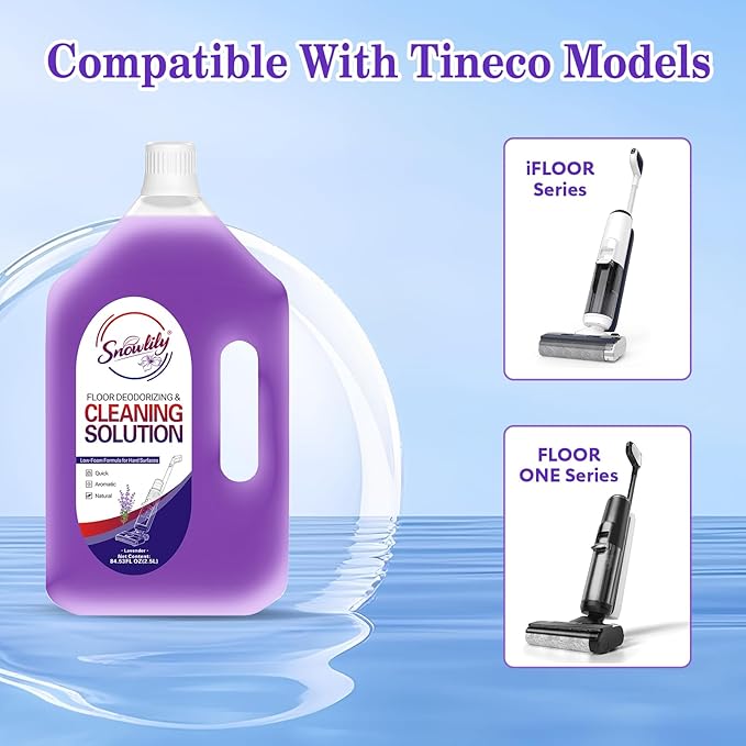 84.53 FL OZ/ 2.5 L Lavender Scent Floor Cleaning Solution Compatible with TinecoNo Residue &amp Long-lasting Fragrance Floor Cleaner Refill for All Robot Vacuums &amp Cordless Floor Washers/Mop Va