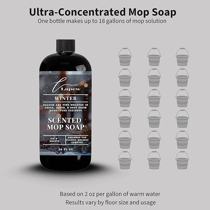 Lapew Winter Scented Mop Soap - Luxury Floor Cleaner Concentrate for Mopping Tile Laminate Vinyl &amp Hardwood | Streak-Free Low-Foam | 36 oz