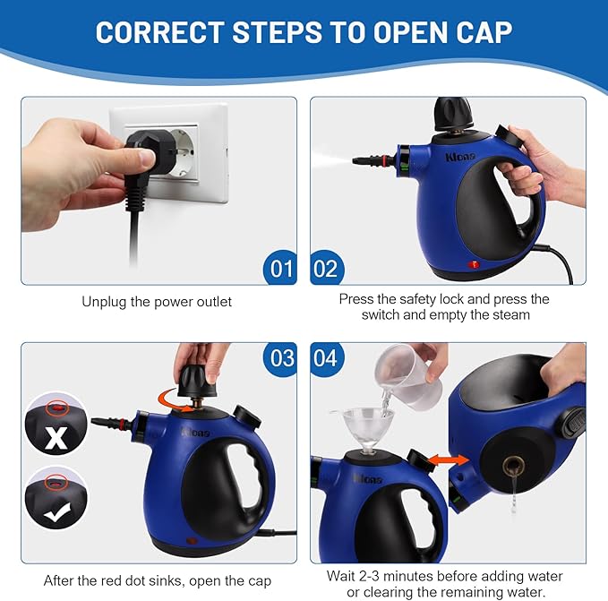 KLONA Steam Cleaner Multi-Purpose Handheld with 10 Accessories for Removing Steam Cleaner for All Dirt Upholstery Furniture Sofa Tiles FloorCar Window BathroomUpholstery.