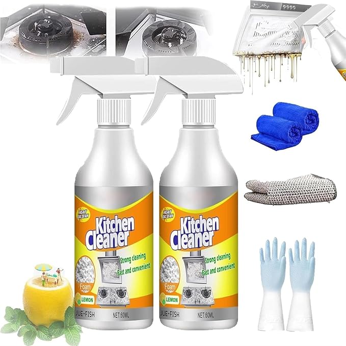 1/2/3/4Pcs Kitchen Foam Cleaner Powerful Clean Kitchen Oil Stains Kitchen Bubble Cleaner Spray Kitchen Cleaner Spray All-Purpose Kitchen Pots and Pan Cleaner(2PCS)