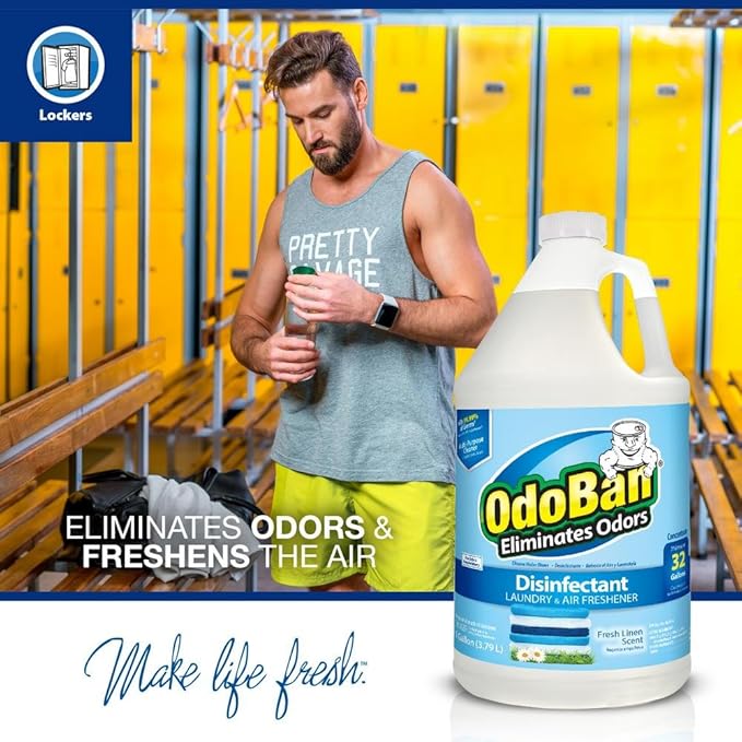 OdoBan Ready-to-Use Disinfectant and Odor Eliminator Made in the USA Fresh Linen Scent Set of 2 32 oz Spray and 1 Gallon Concentrate
