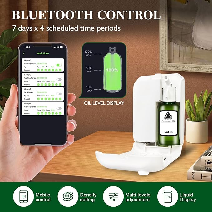Scent Air Machine for Home 1000 Sq. Ft Coverage Waterless Essential Oil Diffuser with Cold Air Diffusion Tech Fragrance Diffuser Aroma Diffuser with Smart APP Control for Home Office Spa Office