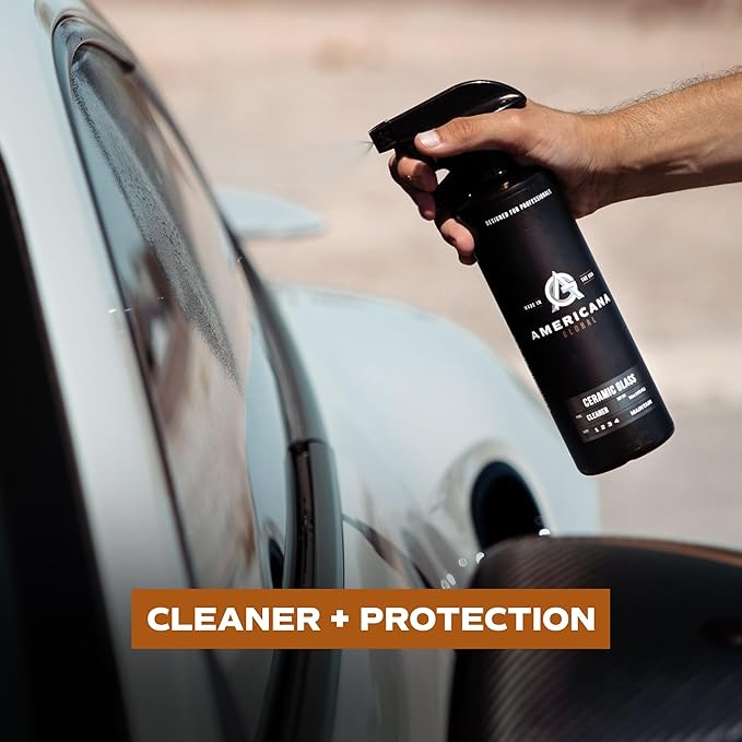 Ceramic Glass Cleaner 16 oz - Streak-Free Formula for Automotive Glass Enhanced with Ceramic Protection