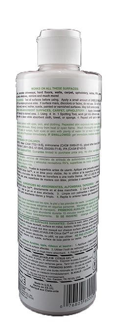Unbelievable! UCG-16 16 Oz. Citrus Gel Pro Carpet &amp Upholstery Spot Remover (Case of 12)