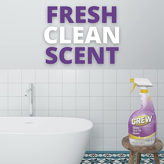 Diversey CREW CBD540281 Shower Tub and Tile Cleaner Removes Soap Scum &amp Hard Water Deposits Fresh Scent Ready-to-Use 32-Ounce (Pack of 2)