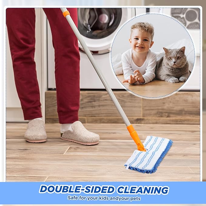 Chengu 24 Pieces Microfiber Flip Mop Refills Replacement Heads Double Sided Cleaning Pads Machine Washable Mop for Dry and Wet Kitchen Home Use