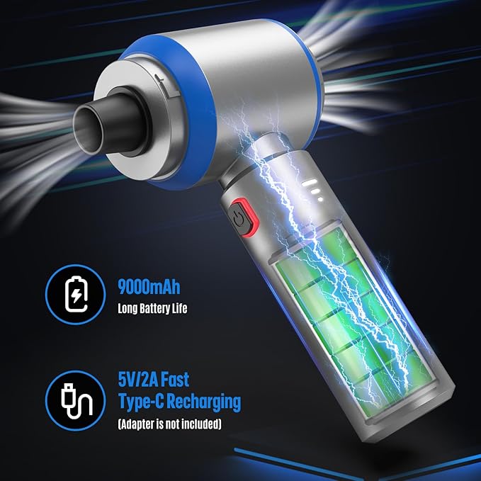 Mini Vacuum Cleaner 2 in 1 25000PA Brushless Car Vacuum &amp210000RPM Air Duster 9000mAh Battery Air Blower Wireless Handheld Vacuum for CarOffice and Home