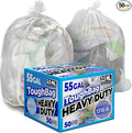 ToughBag 55-60 Gallon Contractor Trash Bags 2.5 Mil Heavy Duty Clear (50 Count) – Made in USA