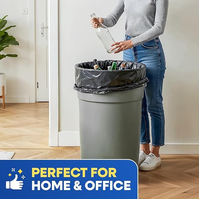 40-45 Gallon Trash Bags Heavy Duty 2Mil Fit Rubbermaid Brute Rollout Round and Square 32-44 gal Trash Cans 40 x 46 Outdoor Garbage Bags Black Pack of 100