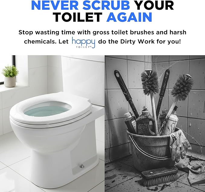 Happy Toilet Cleaner Automatic Toilet Bowl Cleaner - Easy to Install Toilet Tablet Holder - Self-Cleaning Toilet System Deep Clean with Every Flush - Made in the USA