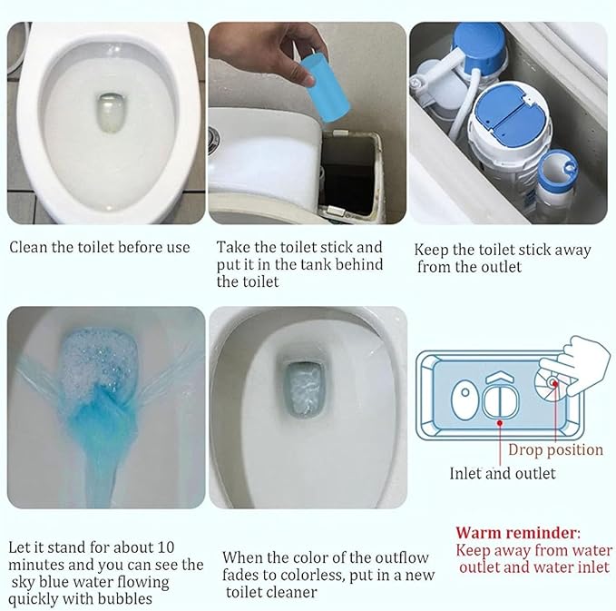 4PC Concentrated Descaling Toilet Cleaning Stick2024 Upgrade Effective Toilet Bowl Cleaning Stick Toilet Bowl Cleaners Toilet Bowl Cleaners Stick for Deep Cleaning Powerful Descaling (4)(Blue+Pink)