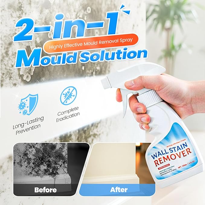 Wall Stain Remover Spray Highly Effective Mould Removal Spray - Prevents Mould Regrowth Wall Dust and Dirt Removal Cleaner Multi-Surface Cleaning Solution for BathroomsKitchen (3Pcs)