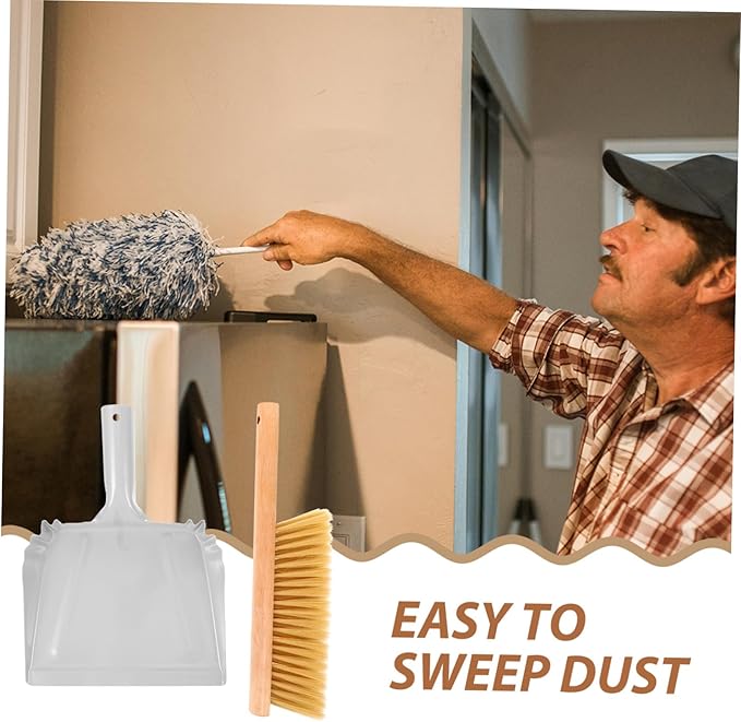 GLEAVI 1Set Compact Hand Broom with Wooden Handle and Dustpan Lightweight Whisk Broom for Bed and Sofa Cleaning Portable Dust Brush for Indoor Use Easy Storage Design