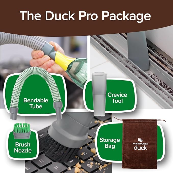 Horsepower Duck Compact Cordless Vacuum Ultra-Powerful Upgraded Battery for Extra-Long Run Time AS SEEN ON TV Strong Suction Easy to Store Portable &amp Rechargeable. Home &amp Auto (Duck Basic