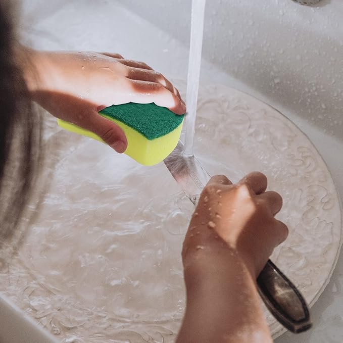 Sponge Individually Wrapped24 PCS Dishwashing Sponge Scouring Pad Kitchen Dishcloth Suitable for Travel Apartments (Style 2)