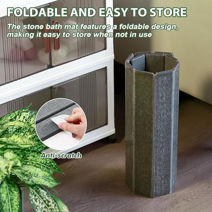 2 Pcs Stone Bath Mat Multipurpose Foldable Stone Bathmat 23x15 Inch Water Absorbing Drying Mat for Kitchen Counter Bathroom Self Drying Bath Mats Gray Quick Dry Bathmat for Bathroom Dish Palnt Dry