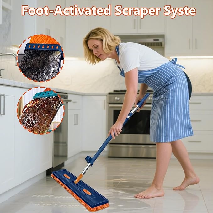 Dust Mops for Floor Cleaning - 42cm Flat Washable 360 Degree Rotating Reusable ToolHousehold Cleaning Accessories | for Dust Wood Hardwood Home Kitchen Living Room Balcony Classroom