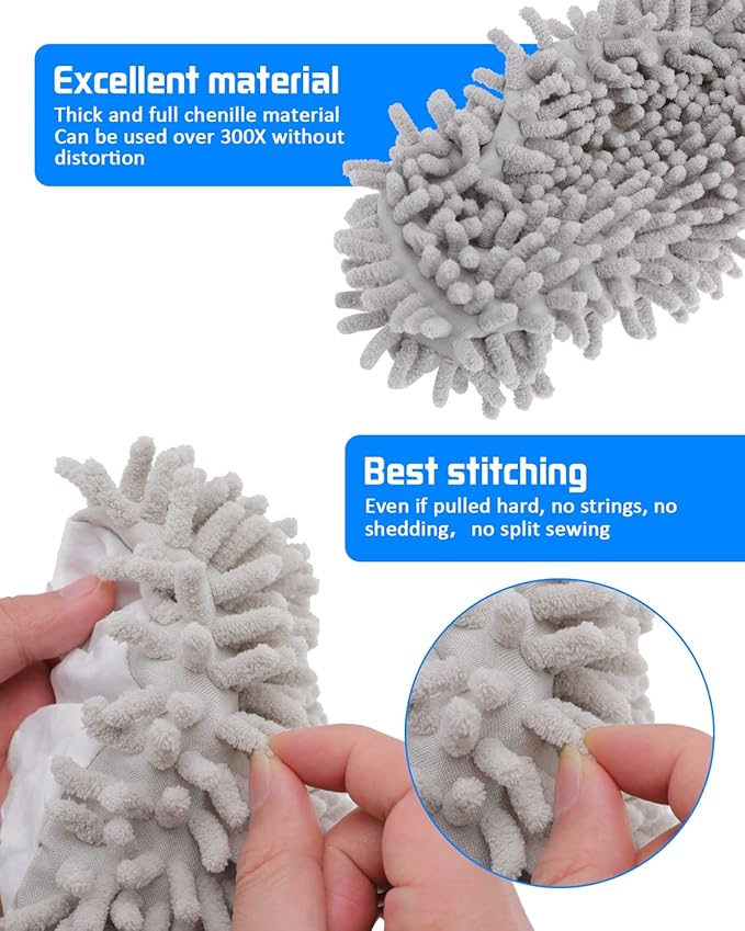 8 Pcs Mop Slippers Socks Floor CleaningMicrofiber Shoe Covers dust Washable Reusable for Woman Man House Kitchen (Grey)