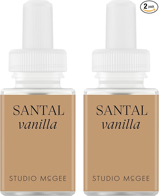 Pura x Studio McGee Home Scent Refill - Smart Air Diffuser - Up to 120-Hours of Luxury Fragrance per Refill - Home Essential - Clean &amp Safe Diffuser Fragrance - 2 Pack Santal Vanilla