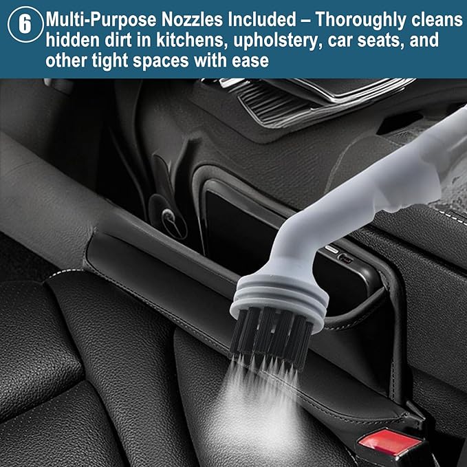 Handheld Pressurized Steam Cleaner with 11 Attachments – Portable Multi-Surface Steamer for Home Mattress Floors Couch Windows Upholstery Car and Grout – Deep Cleaning &amp Stain Removal(White